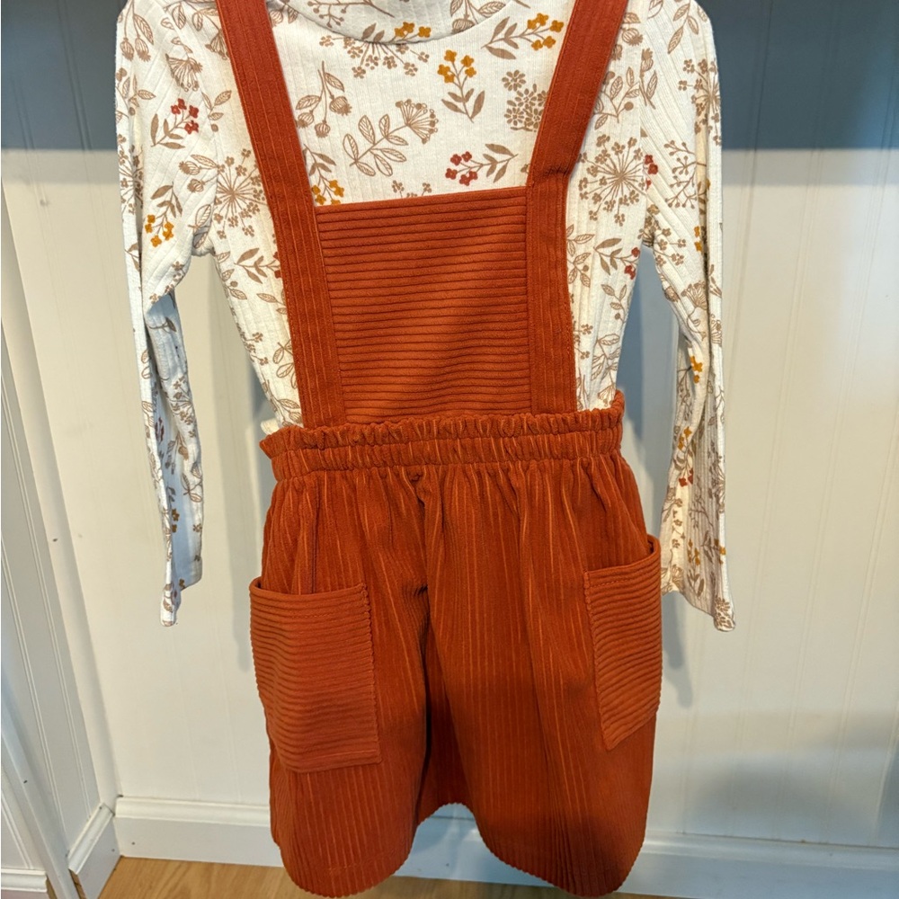 ❤️Corduroy Pinafore Set Burnt Orange/Rust